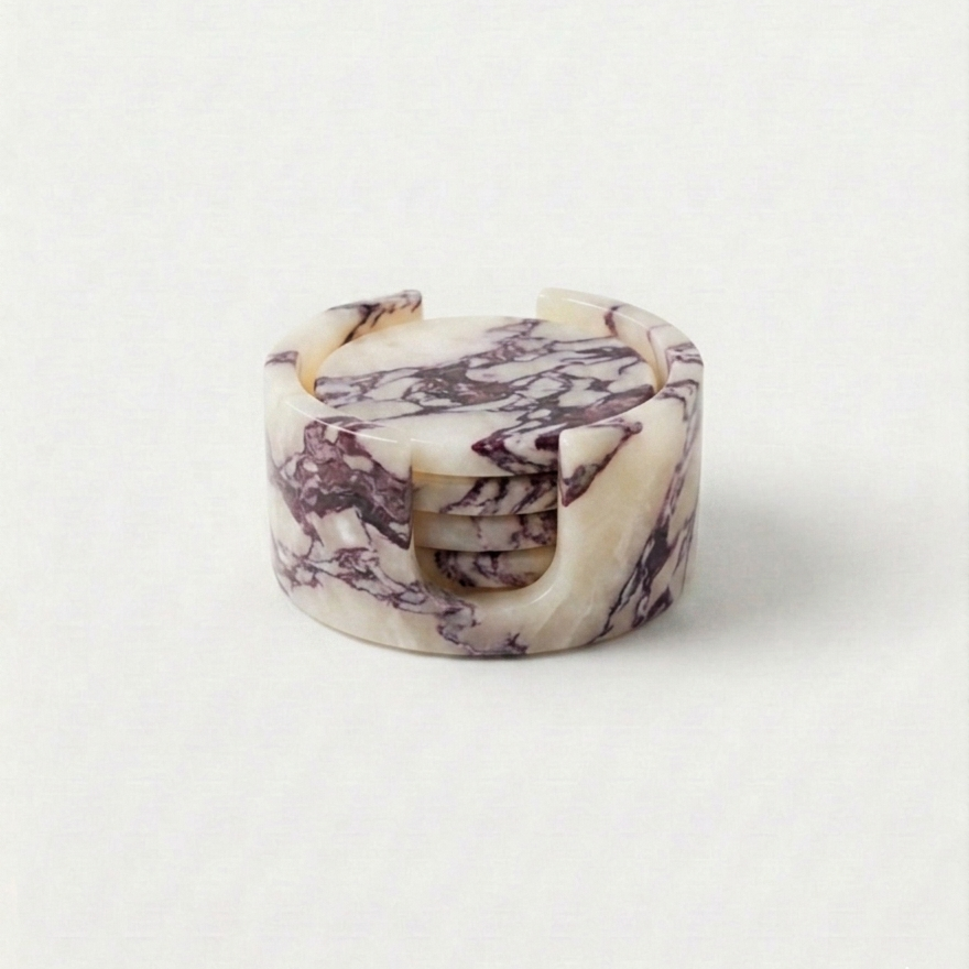 Calacatta Viola Marble Coaster Set