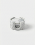 Elba Livio Marble coaster set with holder on a white background