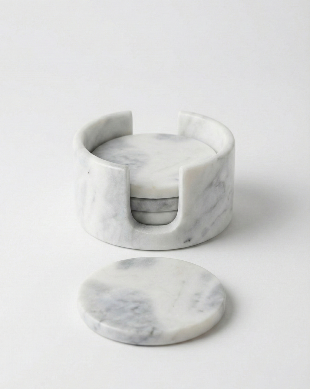 Elba Livio Marble coaster set on a white background