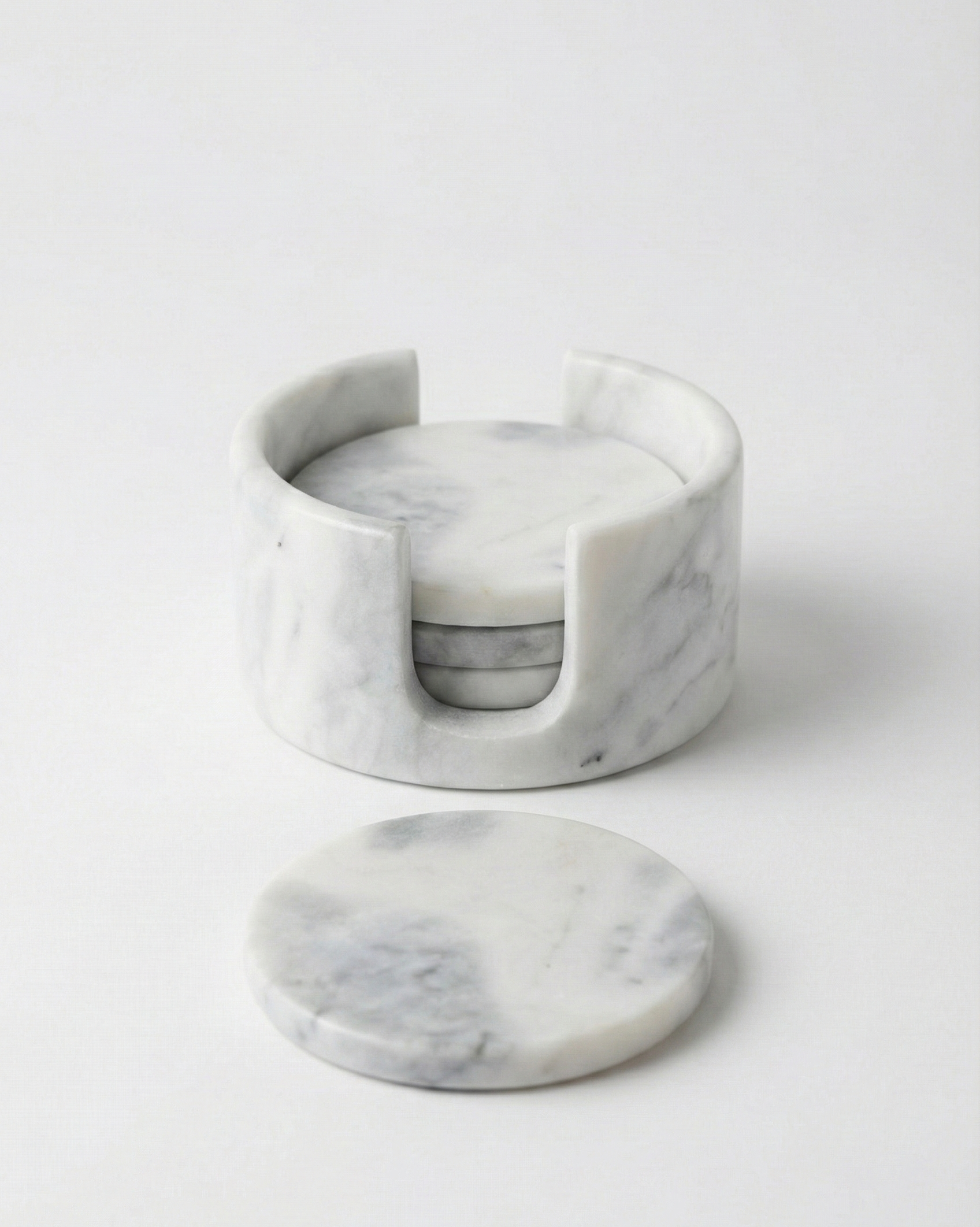 Elba Livio Marble coaster set on a white background
