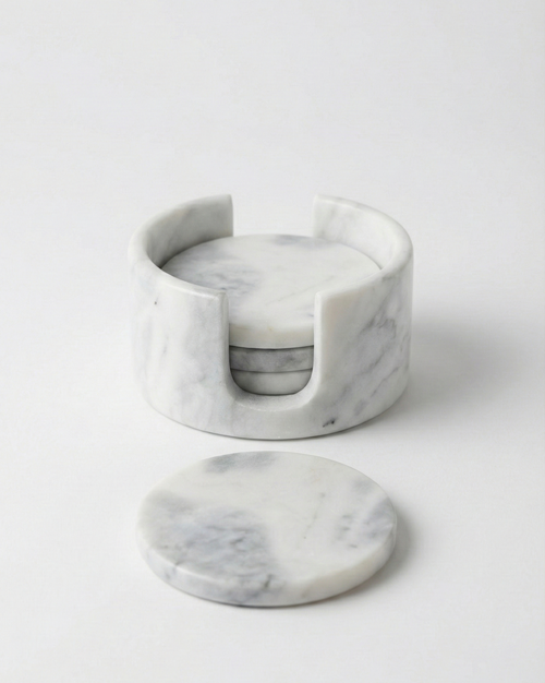 Elba Livio Marble coaster set on a white background
