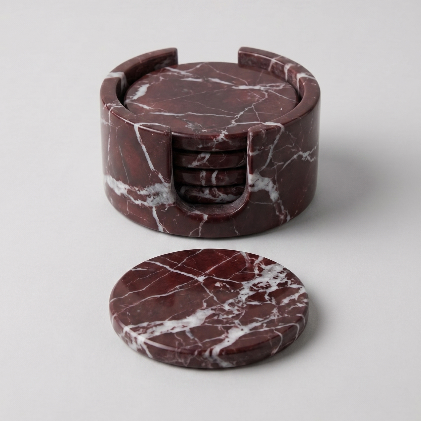 Rosso Levanto Marble Coaster Set of 4