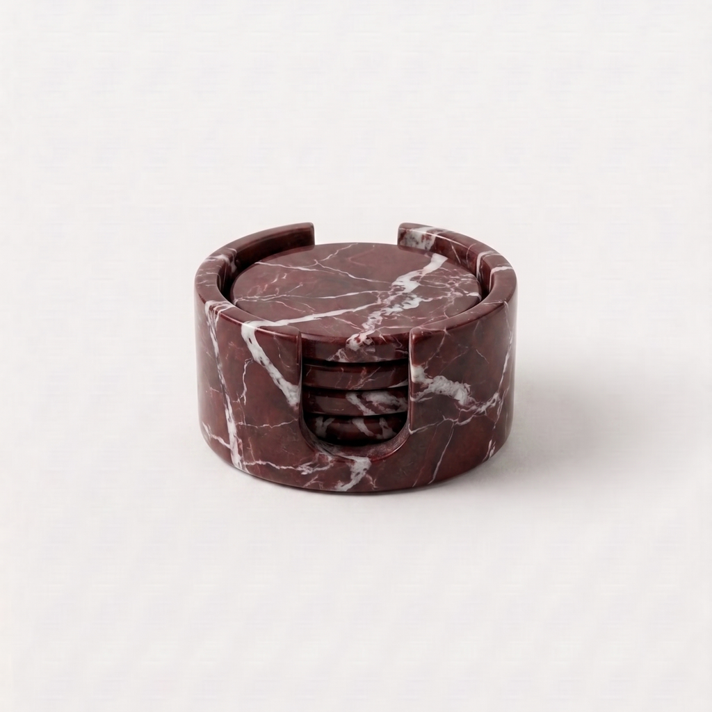 Rosso Levanto - Marble Coaster Set