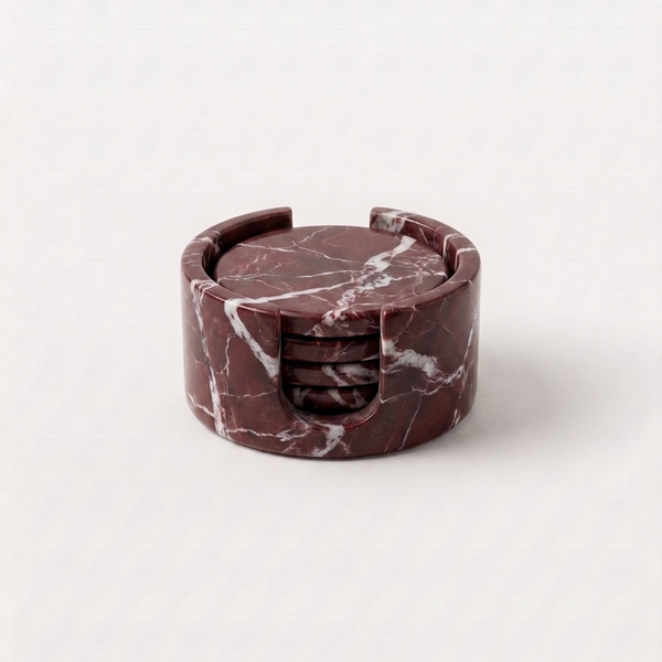 Rosso Levanto - Marble Coaster Set